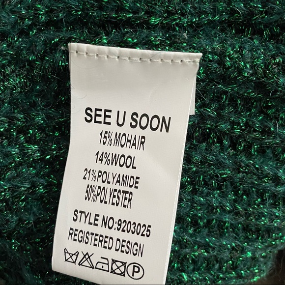See U Soon Open Cardigan Bright Green With Lurex - Picture 6 of 6